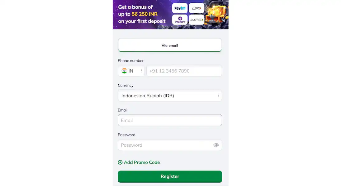 Valor Bet App Login into account